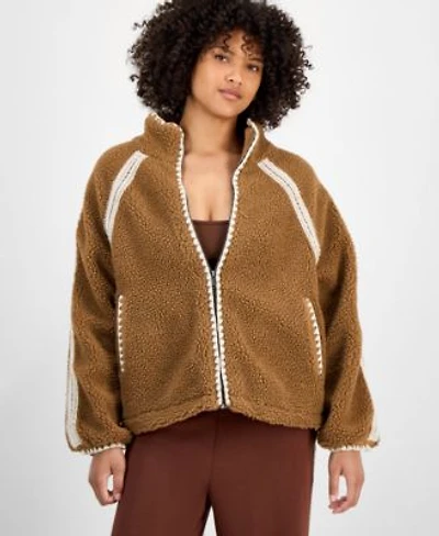 Now This Womens Crochet Trim Sherpa Fleece Jacket Pxs 4x Macys Exclusive