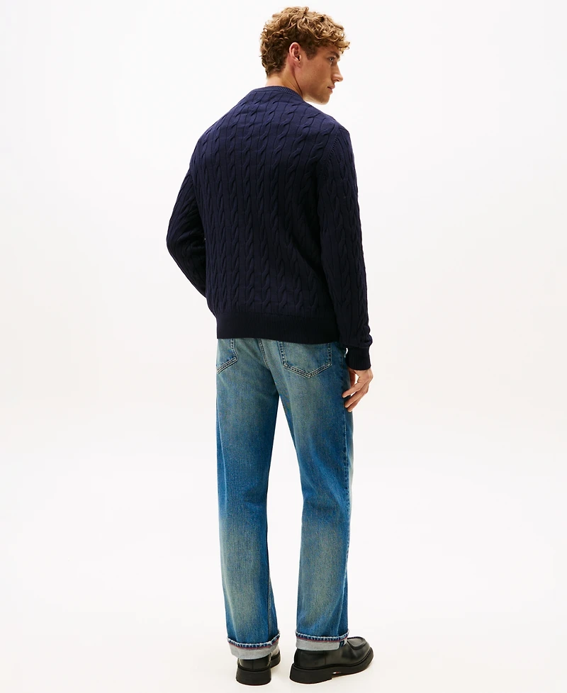 Tommy Hilfiger Men's Classic Cable Crest Crewneck Sweater