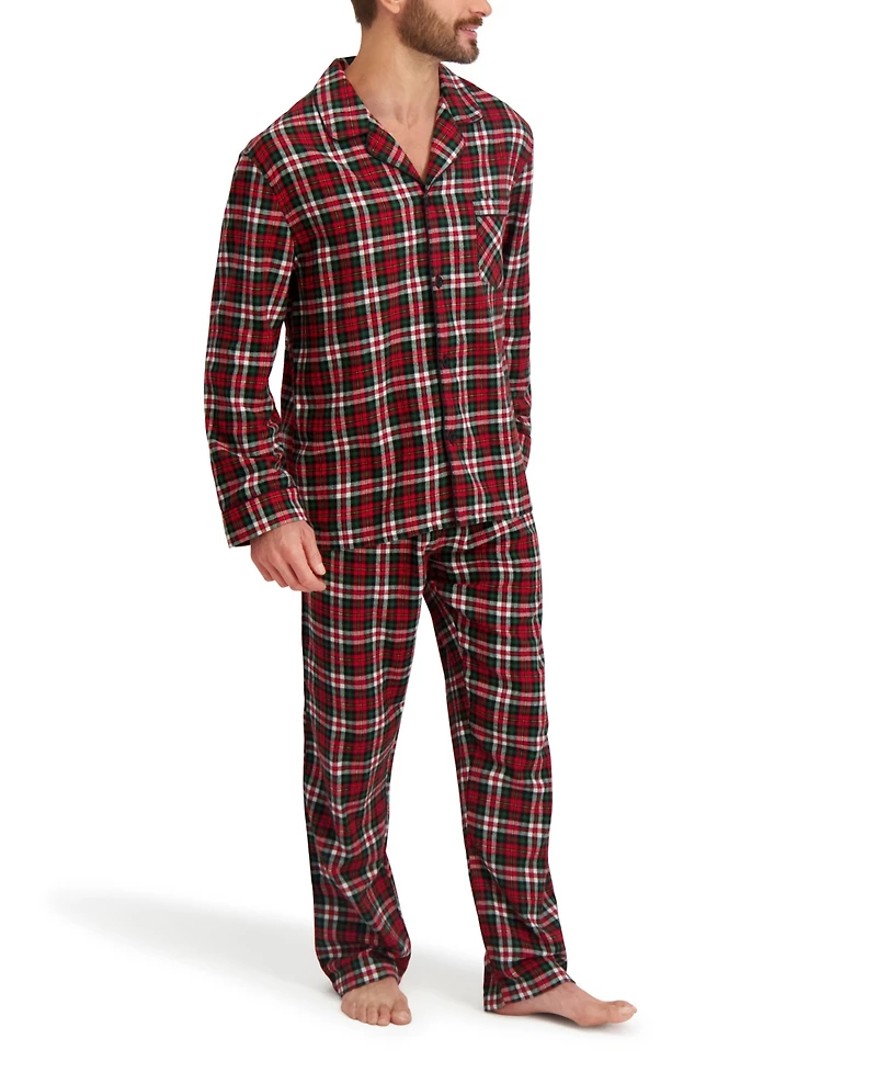 Hanes Men's Flannel Button Down Pajama Sleep Set