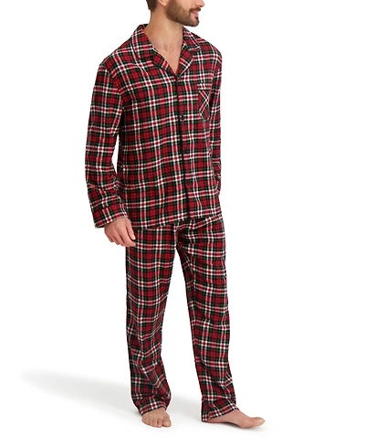 Hanes Men's Flannel Button Down Pajama Sleep Set
