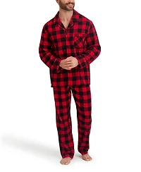 Hanes Men's Flannel Button Down Pajama Sleep Set