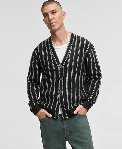 Mode of One Men's Relaxed-Fit Striped Sport Cardigan, Macy's Exclusive