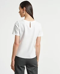 Isaac Mizrahi Women's Crystal Bow Neck T-Shirt