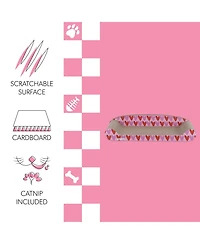 Montego 27.5" Coastal Patterned Cardboard Lounge Bed Cat Scratcher with Catnip