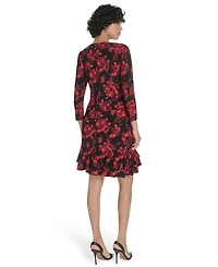Tommy Hilfiger Petite 3/4-Sleeve Ruffle-Hem Shift Dress
