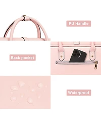 Acer 15-15.6 inch pu Leather Laptop Shoulder Bags Convertible Backpack, 16 inch Messenger Bags Work Briefcase Travel Computer Bag with Bowknot, Pink