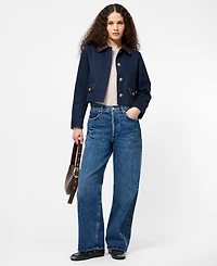 French Connection Women's Contrast Trim Two Pocket Cropped Jacket