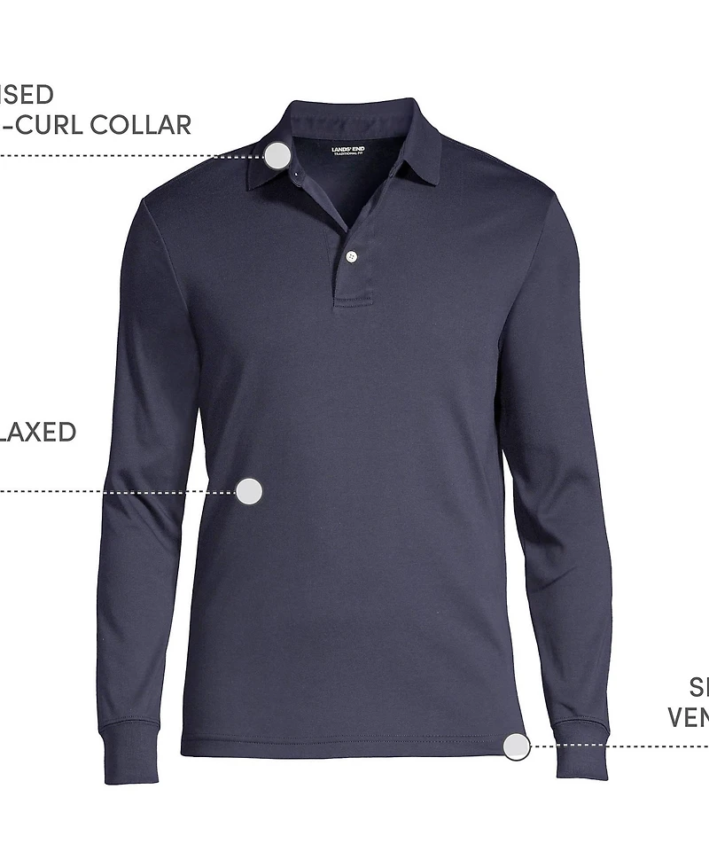 Lands' End Big & Tall Long Sleeve Cotton Supima Polo Shirt