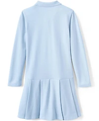 Lands' End School Uniform Girls Long Sleeve Mesh Pleated Polo Dress