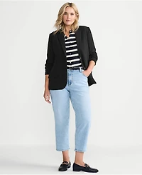 Lands' End Women's Plus Soft Denim Mid Rise Relaxed Straight Crop Jeans