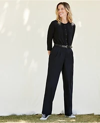 Lands' End Women's High Rise Crisp Poplin Chino Wide Leg Pants
