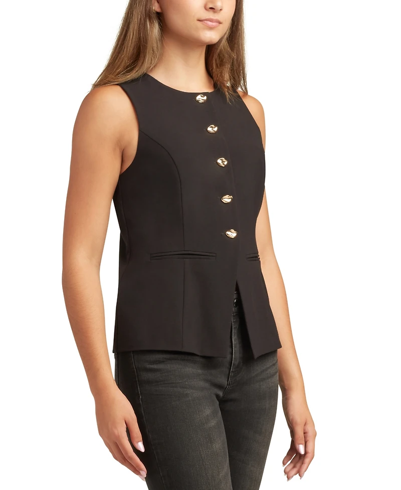 Bcx Juniors Round-Neck Tropical Button-Up Top