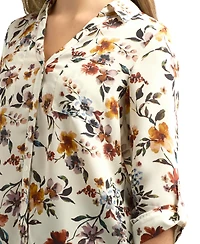 Bcx Juniors Printed Dobby-Collar 3/4-Sleeve Top
