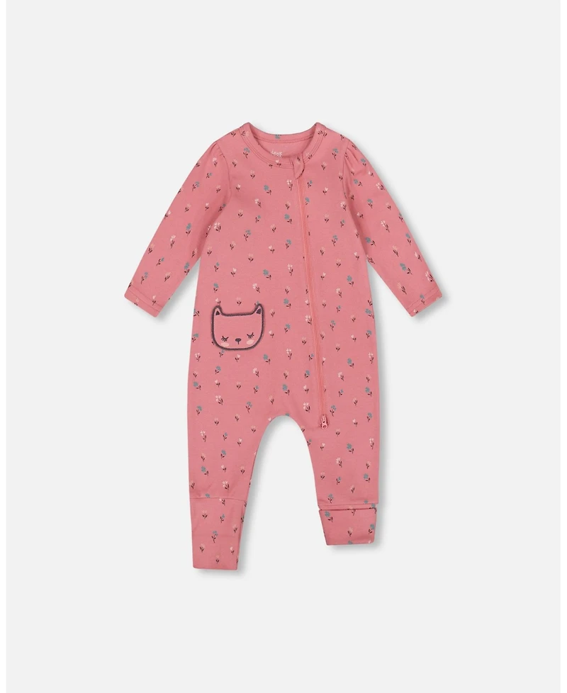 Deux par Deux Baby Girls Cotton Zipped Romper Pink Floral