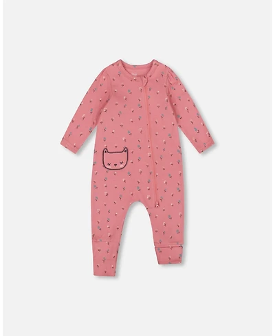 Deux par Deux Baby Girls Cotton Zipped Romper Pink Floral