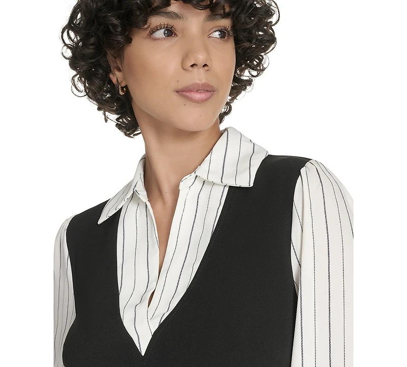 Tommy Hilfiger Women's V-Neck Twofer Dress