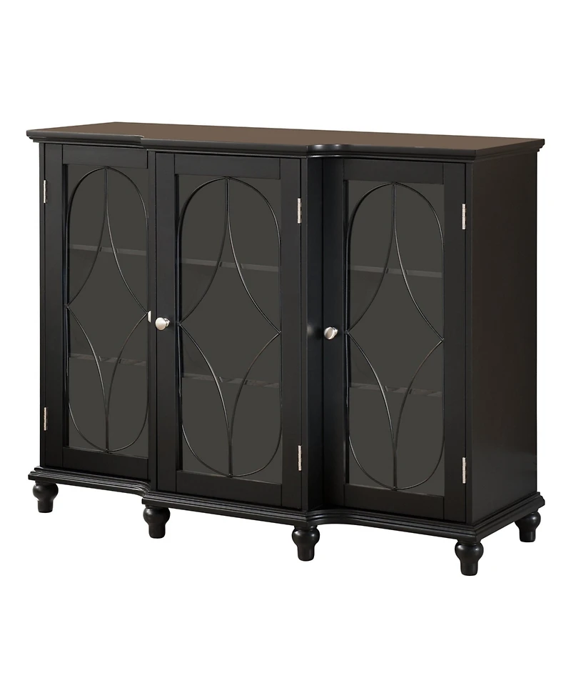 Kings Brand Furniture Wood Storage Sideboard Buffet Cabinet Console Table, Black