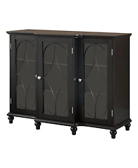 Kings Brand Furniture Wood Storage Sideboard Buffet Cabinet Console Table, Black