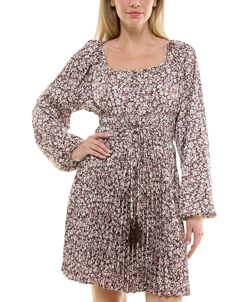Taylor Women's Pleated Long-Sleeve A-Line Dress