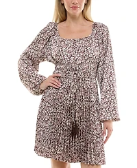 Taylor Women's Pleated Long-Sleeve A-Line Dress
