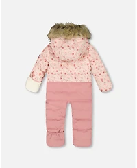 Deux par Baby Girl One-Piece Snug Snowsuit Designed for Car Seat Pink Mini Flowers - Baby|Toddler