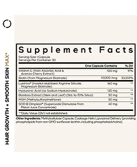 Codeage Hair Growth + Smooth Skin Max Vitamins Supplement - Hair Growth Health Skin Cellulite Support - Biotin, Vitamin C, Msm