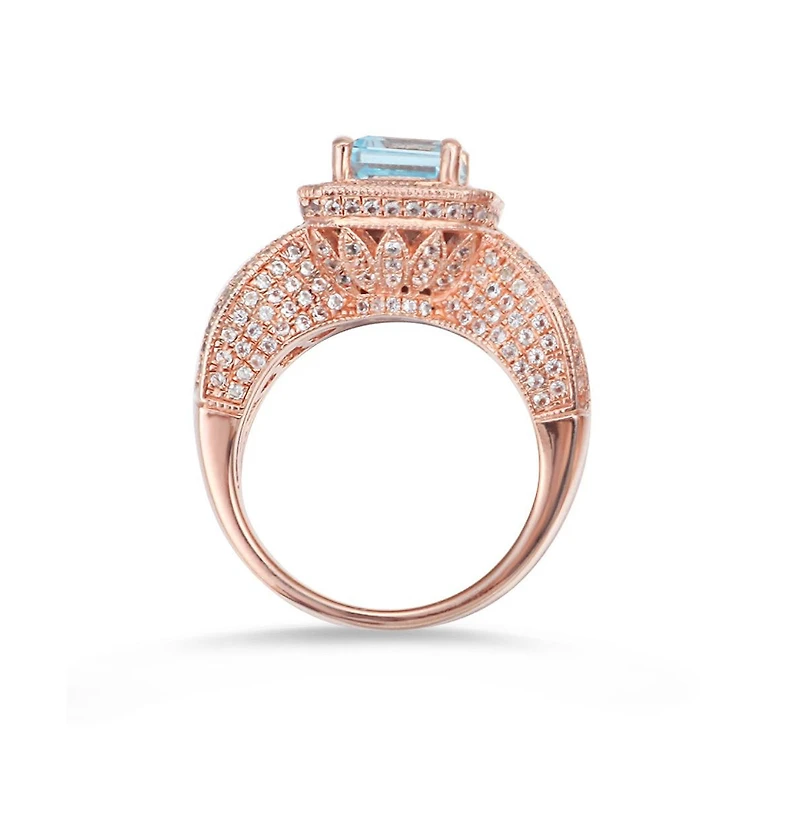 Suzy Levian New York Sterling Silver Emerald Cut Center Topaz Cocktail Ring