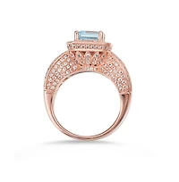 Suzy Levian New York Sterling Silver Emerald Cut Center Topaz Cocktail Ring