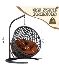 Cat Swing Bed with Stand & Cushion, Cat Egg Chair with Rattan Wicker Appearance, Indoor Hanging Swinging Cat Bed for Cats, Small Dogs