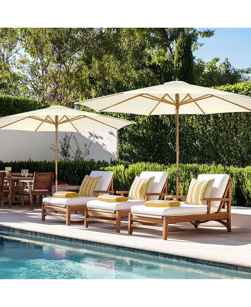 Yescom 13FT Large Wooden Outdoor Patio Umbrella Solid German Beech Pole Rope Pulley Lift for Deck Pool Backyard Garden Market Beach Parasol,Ivory
