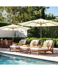 Yescom 13FT Large Wooden Outdoor Patio Umbrella Solid German Beech Pole Rope Pulley Lift for Deck Pool Backyard Garden Market Beach Parasol,Ivory