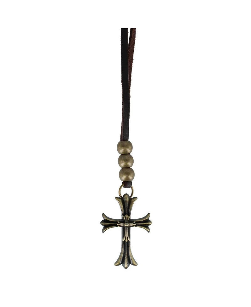 Trafalgar Manu Cross and Bead Leather Adjustable Necklace