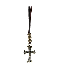 Trafalgar Manu Cross and Bead Leather Adjustable Necklace
