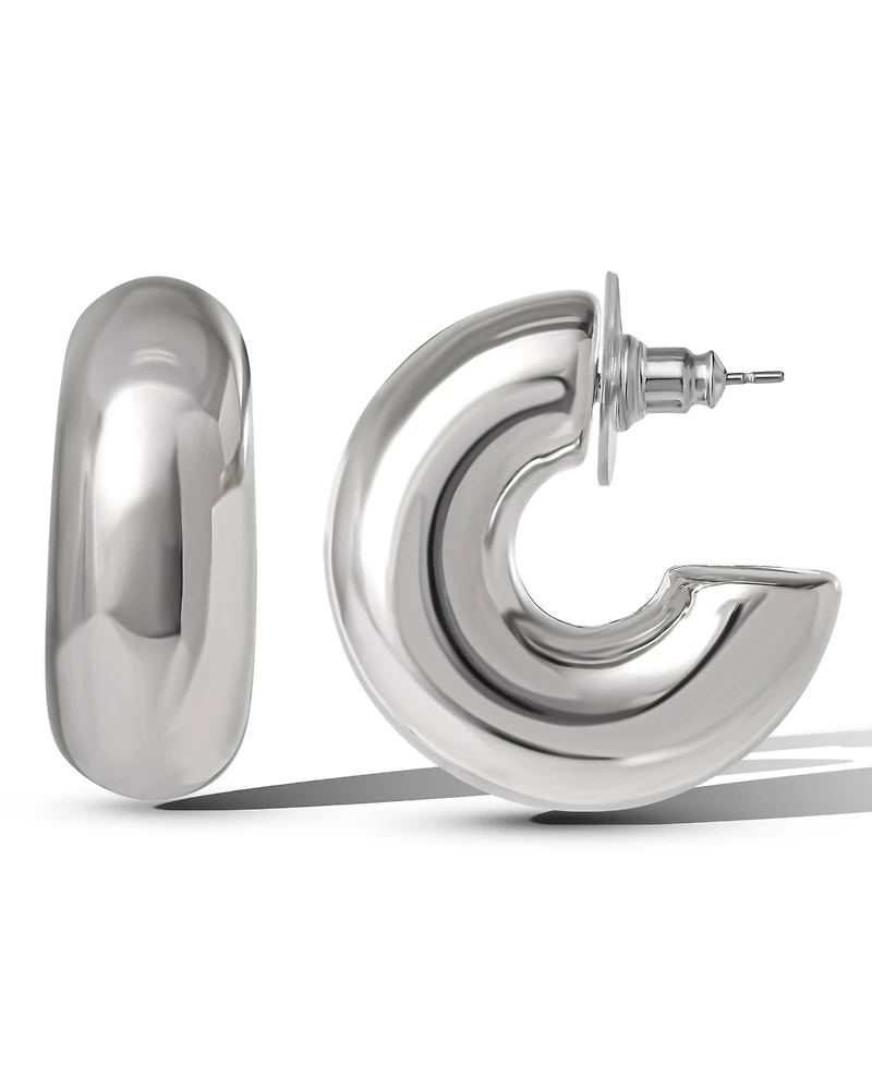 Jessica Simpson Silver Chunky Hoop Earrings