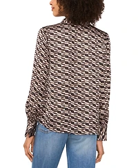 Vince Camuto Women's Printed Split-Neck Wide-Cuff Blouse