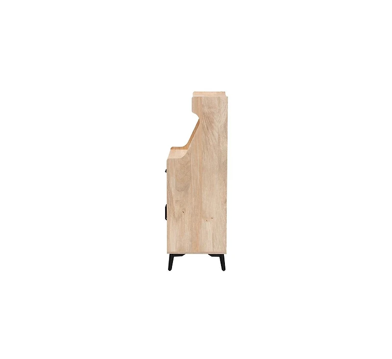 Baxton Studio Pavone Mid-Century Modern Oak Brown Wood Kitchen Cabinet