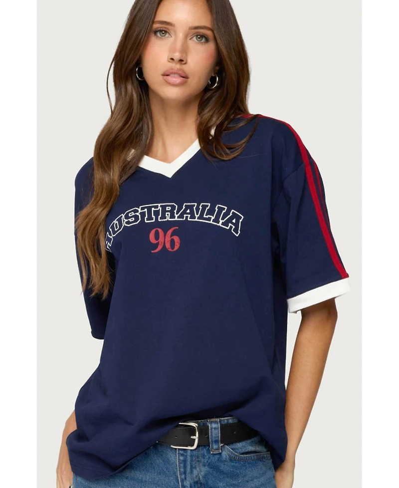 Edikted Women's Australia 96 Contrast Oversized T Shirt