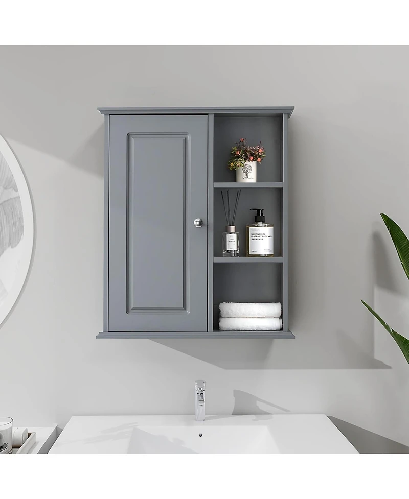 Vanirror Over The Bathroom Bathroom Cabinet - Solid Wood Wall Mounted Storage Medicine Cabinet for Bathroom & Kitchen - Grey