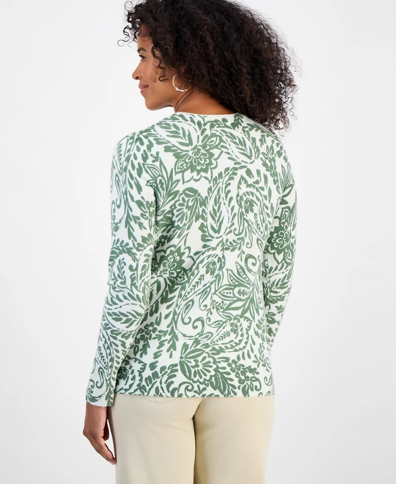 Style & Co Women's Printed Crewneck Sweater, Macy's Exclusive