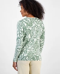 Style & Co Women's Printed Crewneck Sweater, Macy's Exclusive