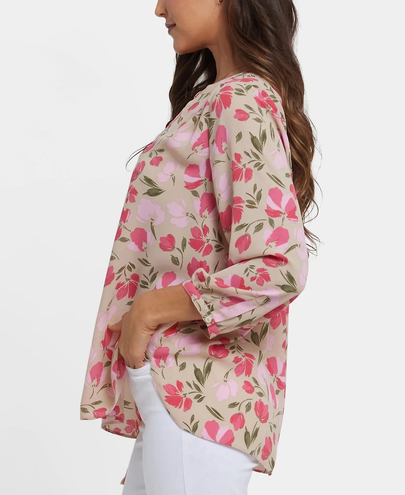 Nydj Women's Pintuck Split Round Neck Top