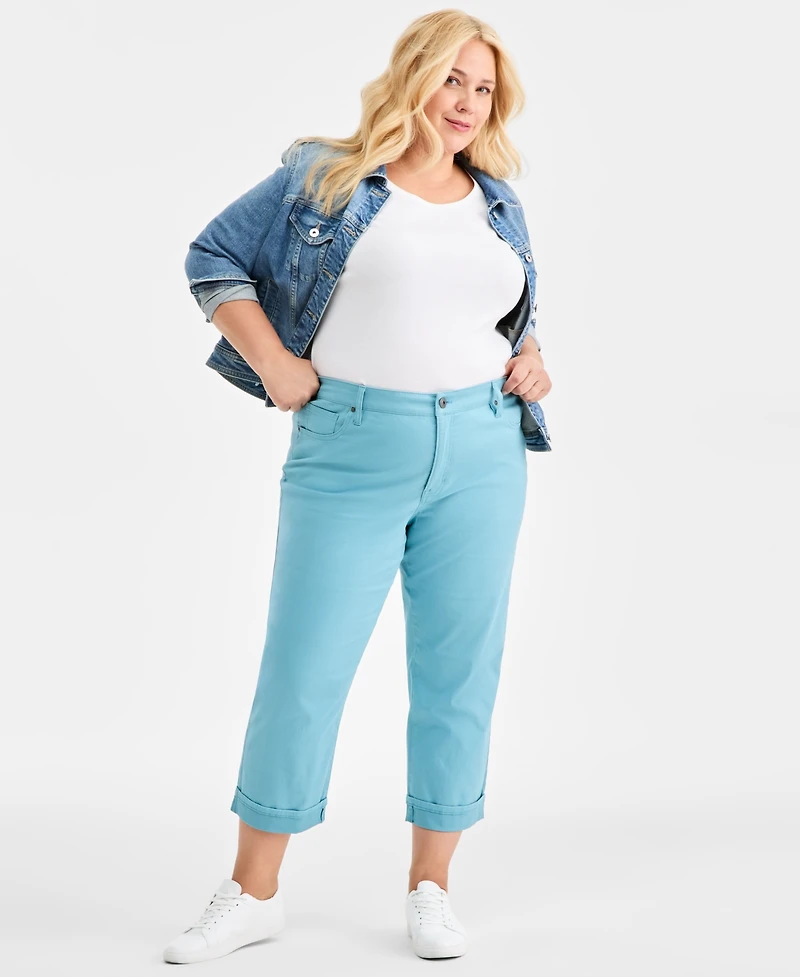 Style & Co Plus Curvy Roll-Cuff Capri Jeans, Created for Macy's