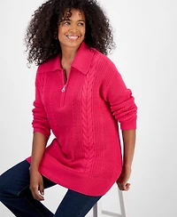 Style & Co Women's Quarter-Zip Cable-Knit Sweater, Macy's Exclusive