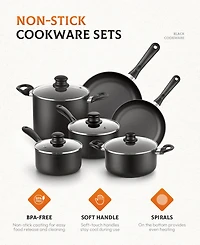 16-Piece Kitchen Hard-Anodized Aluminum Nonstick Cookware Set with Silicone Kitchen Utensils