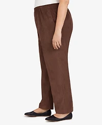Alfred Dunner Plus Classic Corduroy Elastic Waist Medium Length Pants