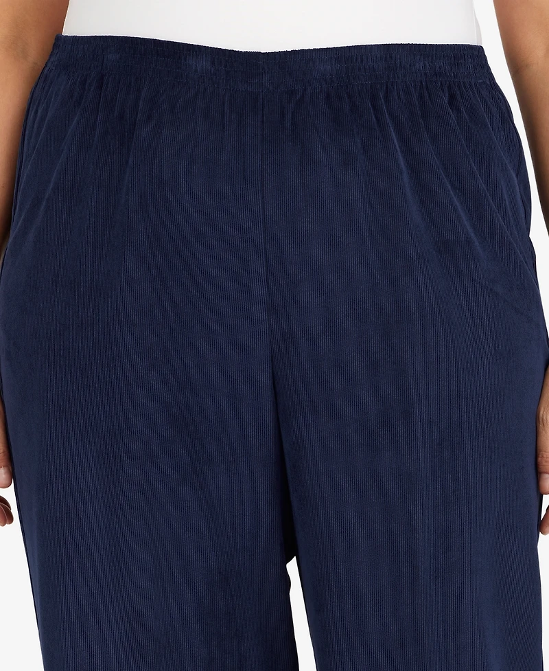 Alfred Dunner Plus Size Classic Corduroy Elastic Waist Medium Length Pants