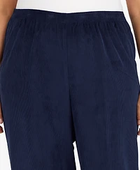 Alfred Dunner Plus Size Classic Corduroy Elastic Waist Medium Length Pants
