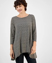 Jm Collection Women's Printed 3/4-Sleeve Knit Top, Exclusively at Macy's
