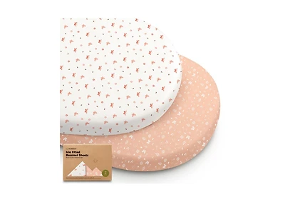 KeaBabies Bassinet Sheet for Baby Girls, Boys, 2-Pack Isla Fitted Sheets, Mattress Sheets