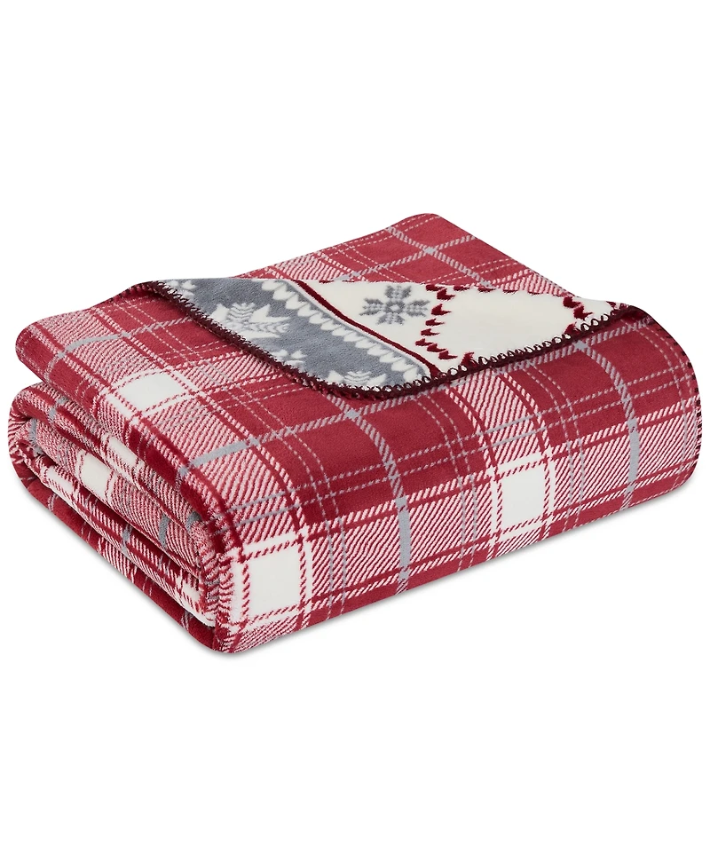 Weatherproof Reversible Plaid Throw, 50" x 70"